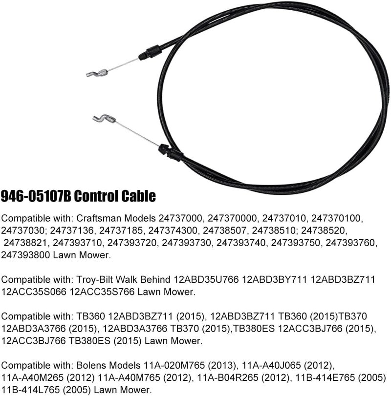 Diskary 946-05107B Control Cable, 746-05107A 946-05107A 746-05107 946-05107 Clutch Control Cable Fits Cub Cadet MTD Troy Bilt Lawn Mower Traction Drive Control Clutch Cable (946-05107B) - Image 3